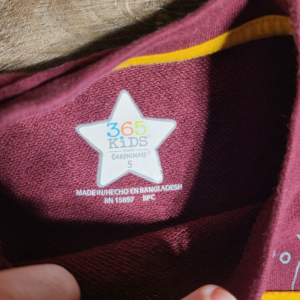 365 Kids Garanimals Maroon Football Long Sleeve Shirt Size 5 with Pennant Patch‎ - Picture 4 of 5